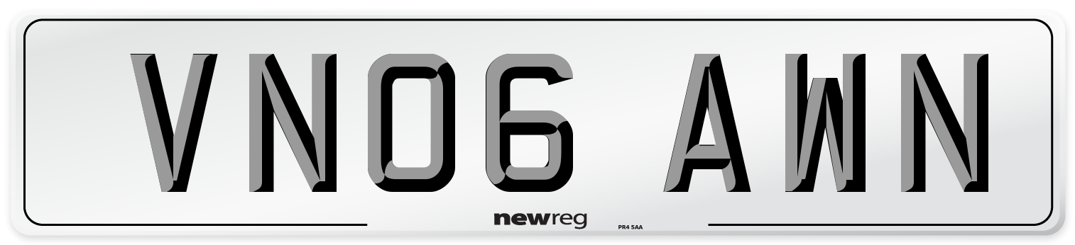 VN06 AWN Number Plate from New Reg